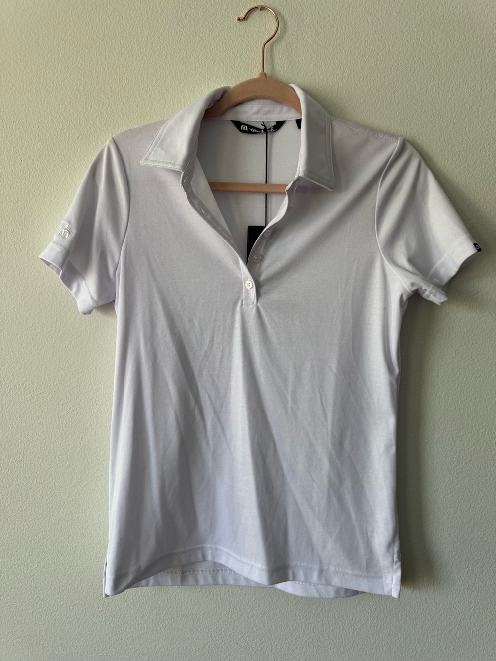 Travis Mathew Women's White Short-Sleeve Button Down Polo